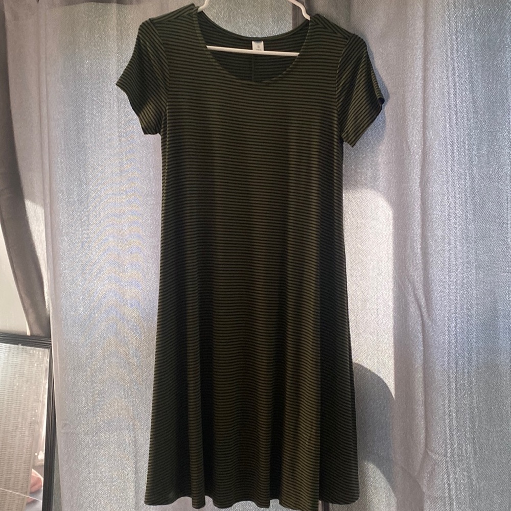 Olive green & black stripes Tunic dress